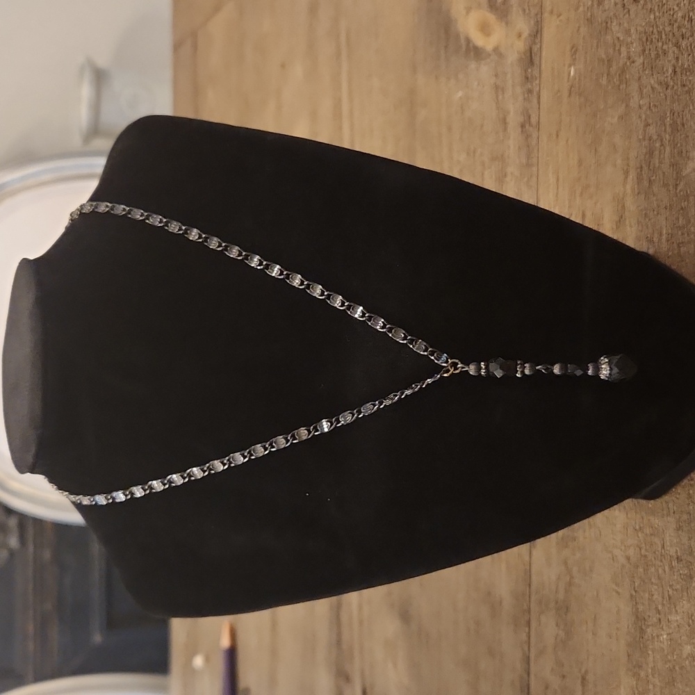 Black Chain with Black Bead Necklace